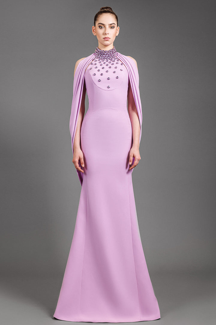 Halter Neck Crepe with Mermaid Dress