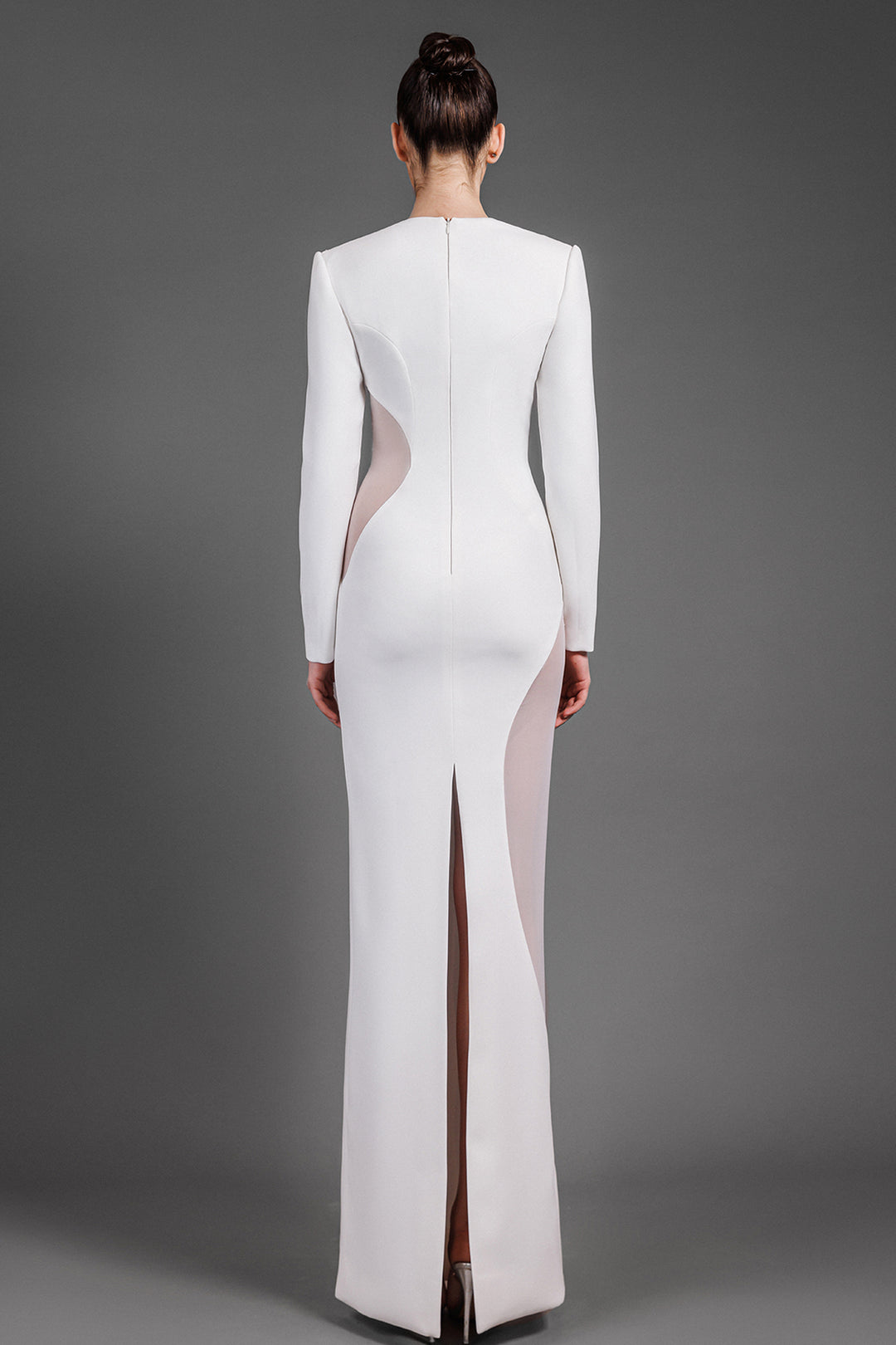 Long Sleeved Crepe Long Dress