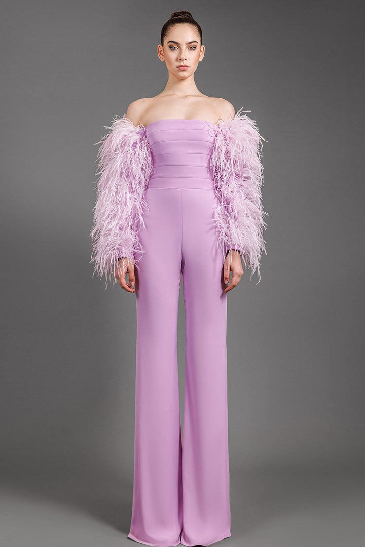 Off-The-Shoulder Crepe Jumpsuit
