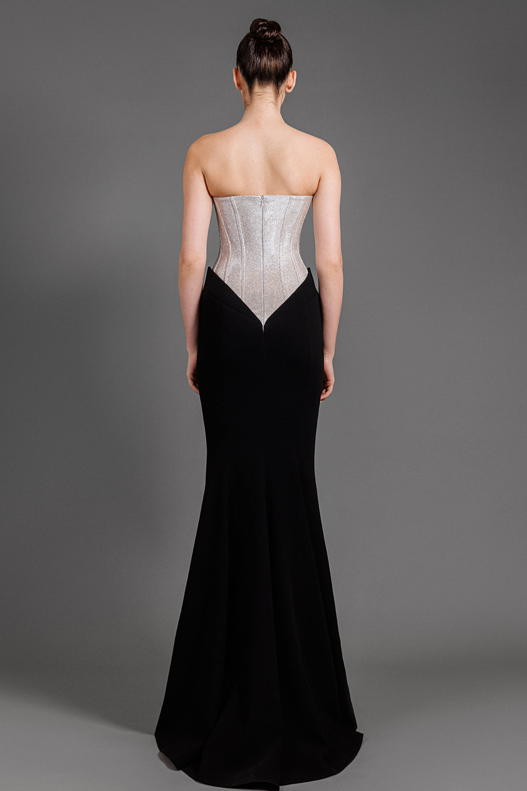 Strapless Crepe Trumpet Cut Dress