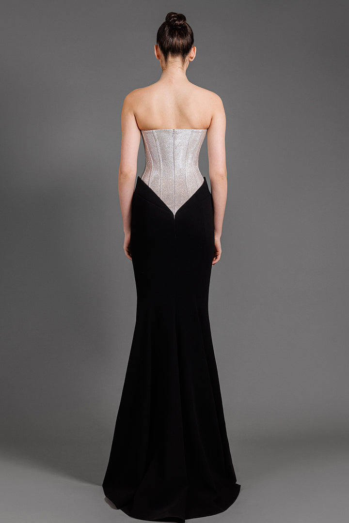 Strapless Crepe Trumpet Cut Dress