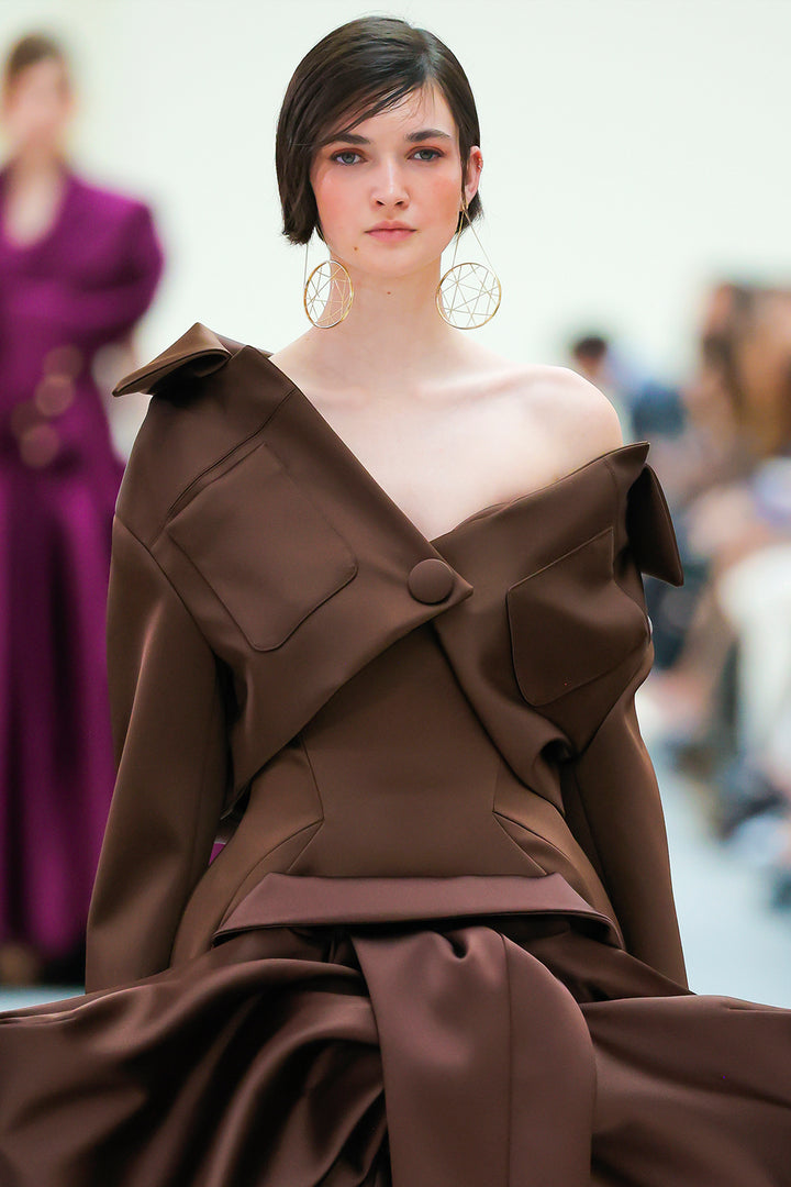 Structured Satin Mermaid with Cape Overlay