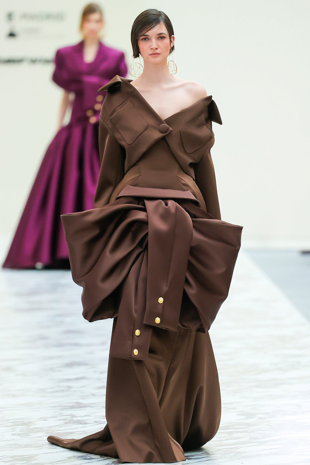 Structured Satin Mermaid with Cape Overlay