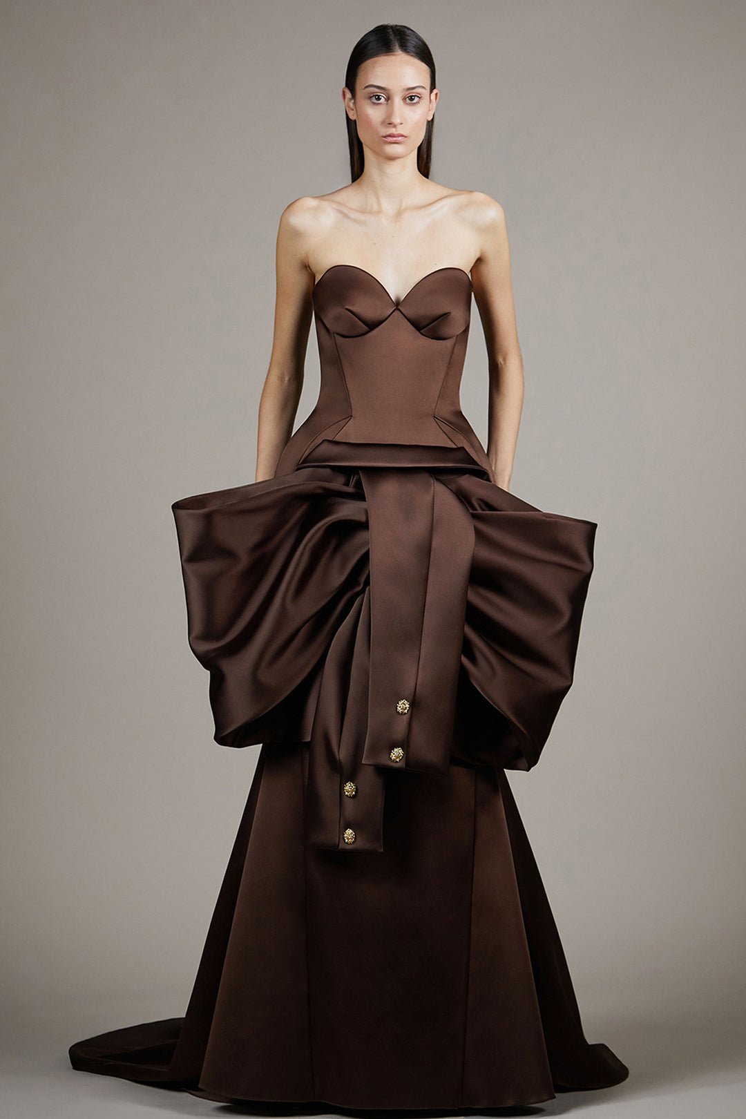 Structured Satin Mermaid with Cape Overlay