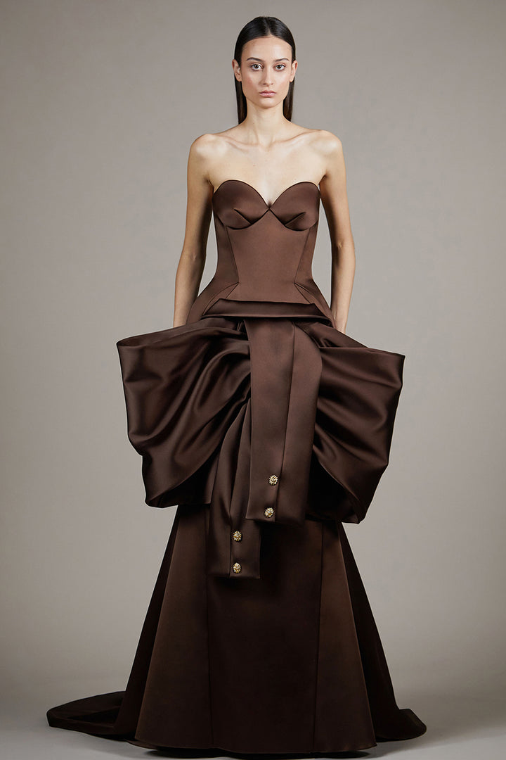 Structured Satin Mermaid with Cape Overlay