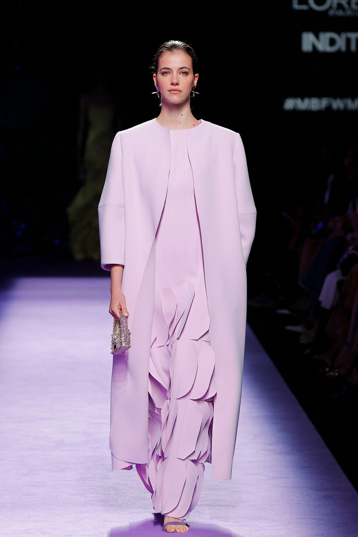 Appliqué Dress with Coordinated Open-Front Coat