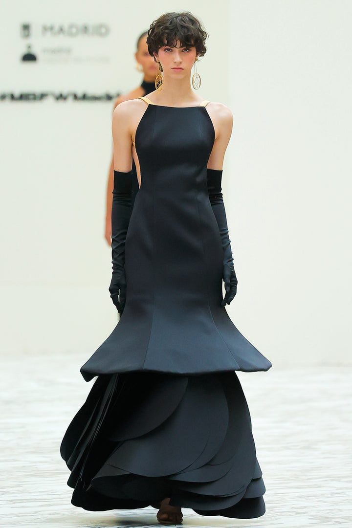 Satin Mermaid Dress with 3D Hem