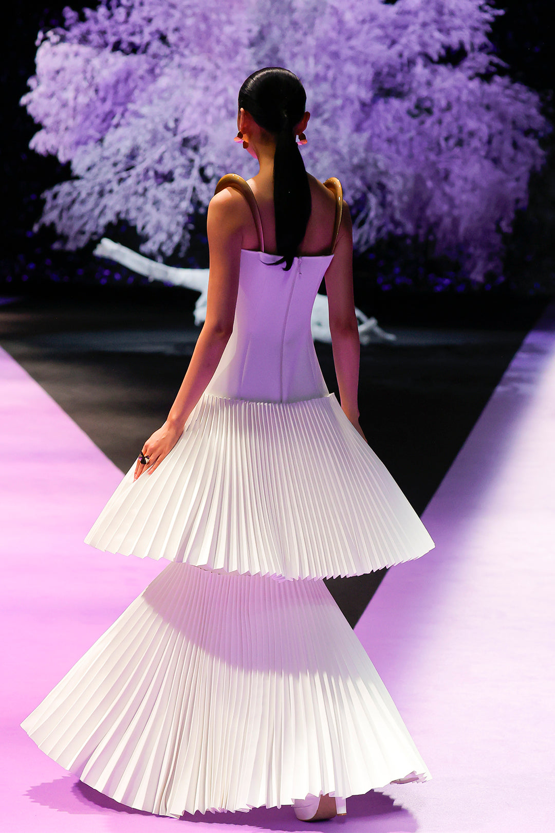 accordion pleated dress Accordion Pleat Dress with Metal Strap Details – M.R DESIGN