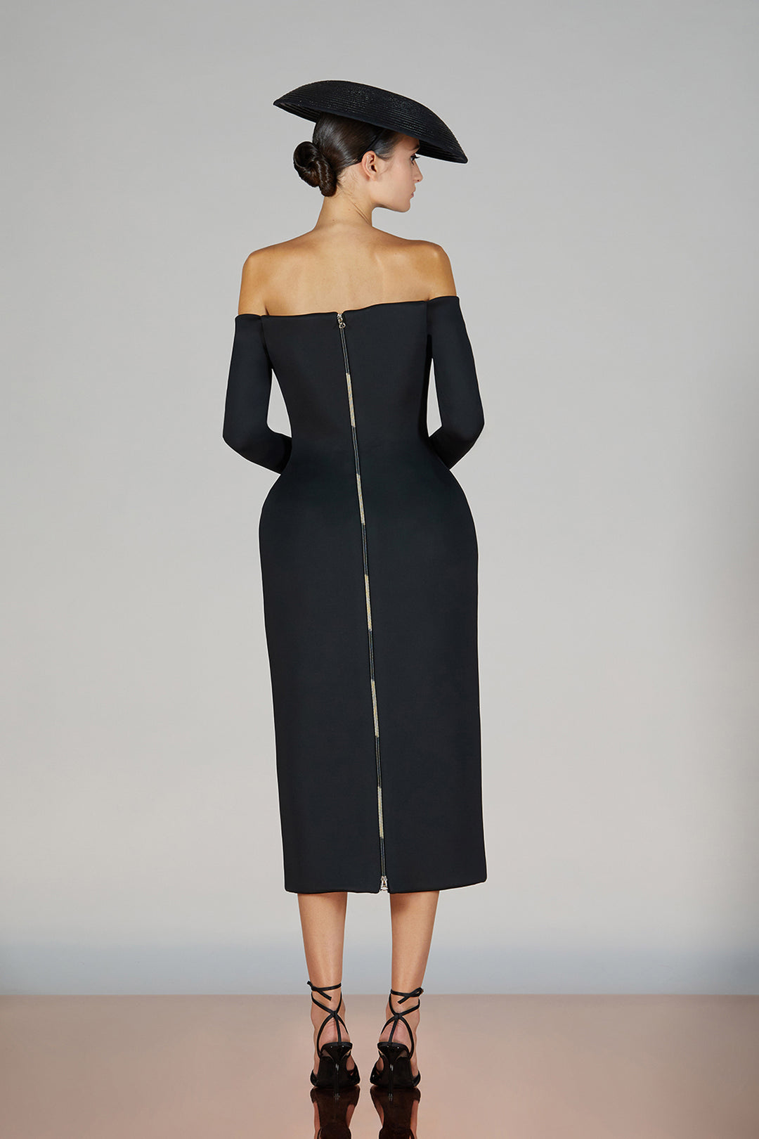 Off-The-Shoulder Satin Column Dress
