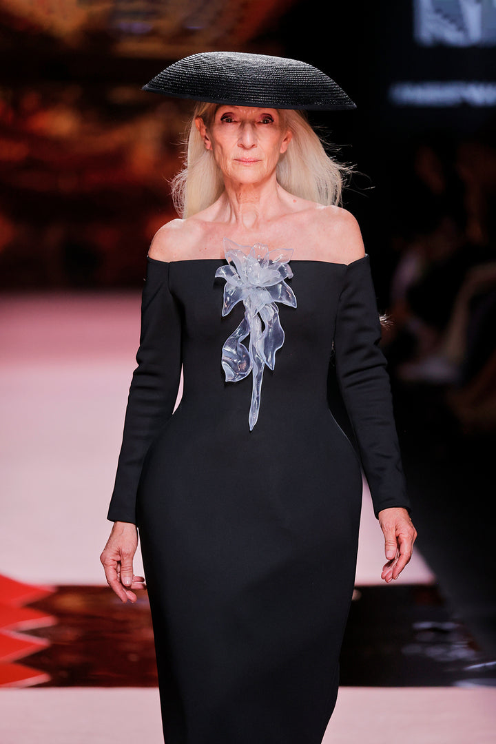 Off-The-Shoulder Satin Column Dress