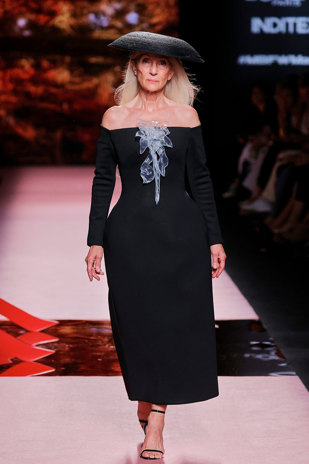 Off-The-Shoulder Satin Column Dress