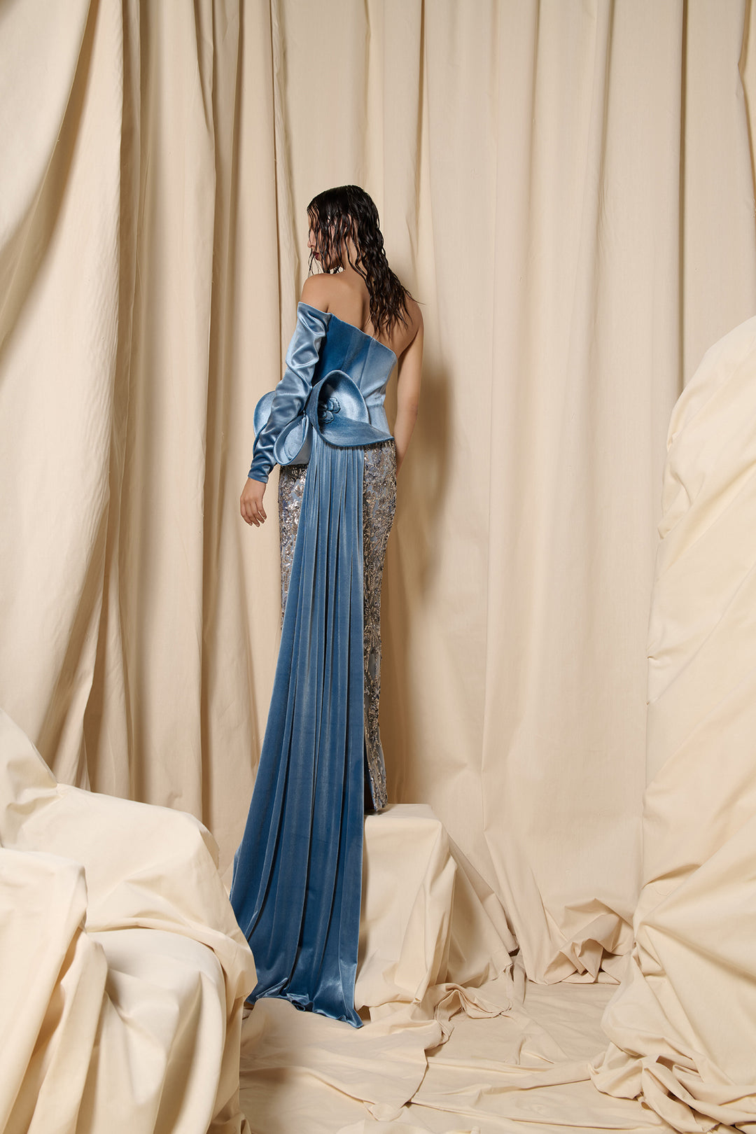 Off-The-Shoulder Dress with Embroidered Bodice