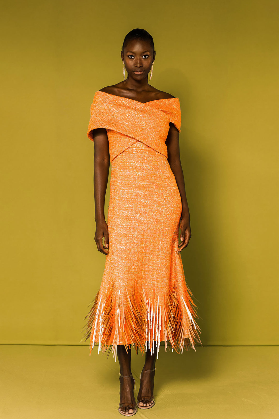 off the shoulder mermaid midi dress Off Shoulder Mermaid Midi Dress