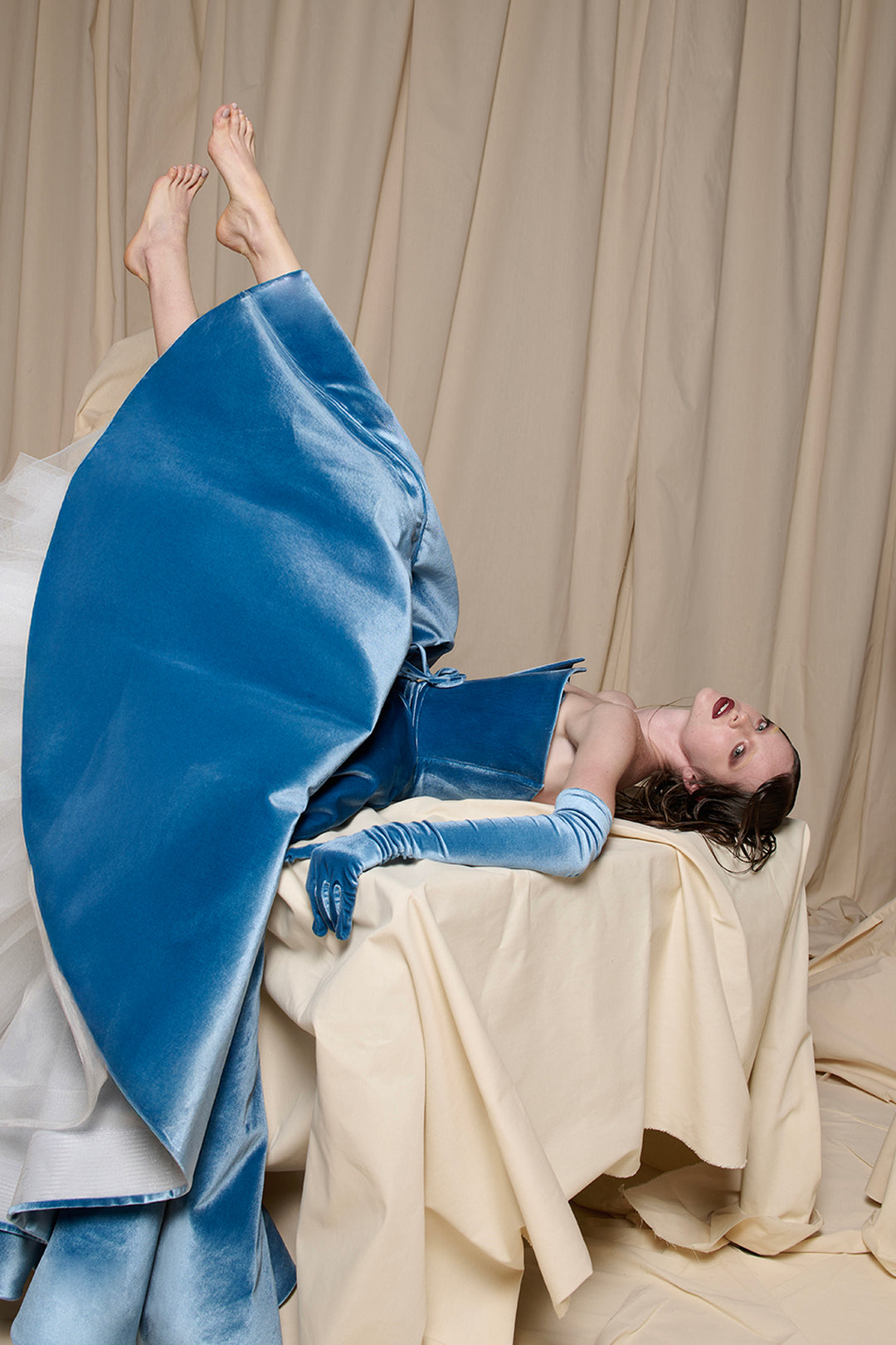 Velvet Strapless Dress with Plunging Bodice