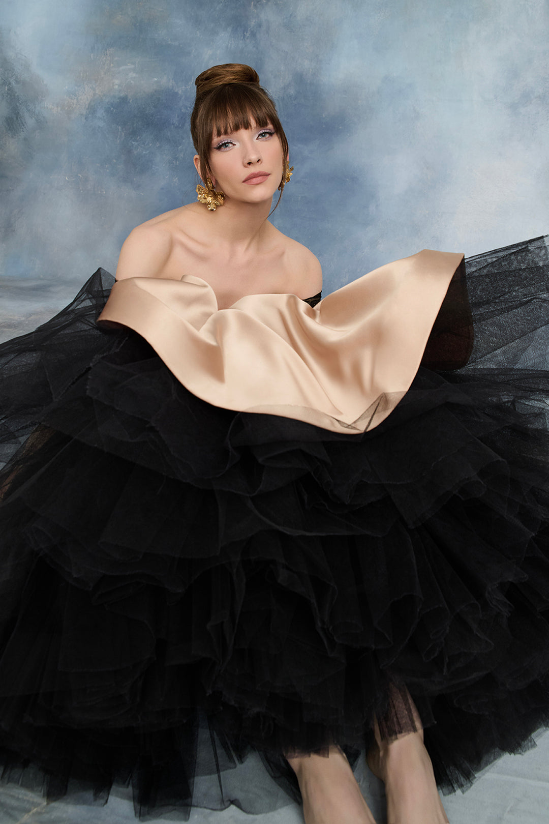 Lace Bodice Embellished Mermaid Dress with Satin Skirt