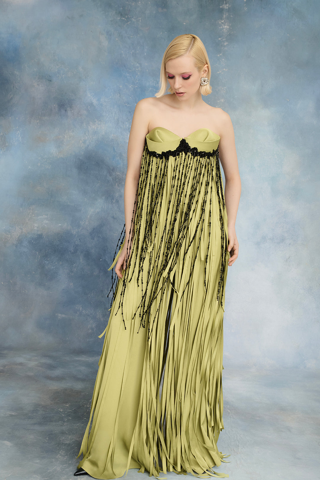 Corseted Bodice with Beaded Fringe Dress
