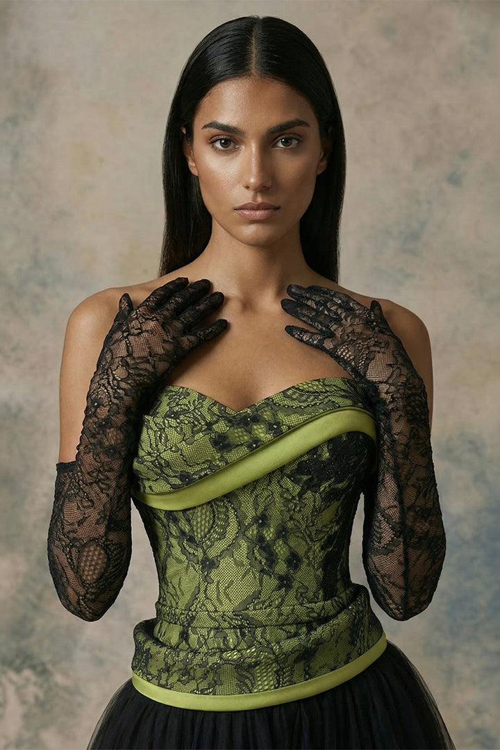 Structured Lace and Tulle A-Line Dress