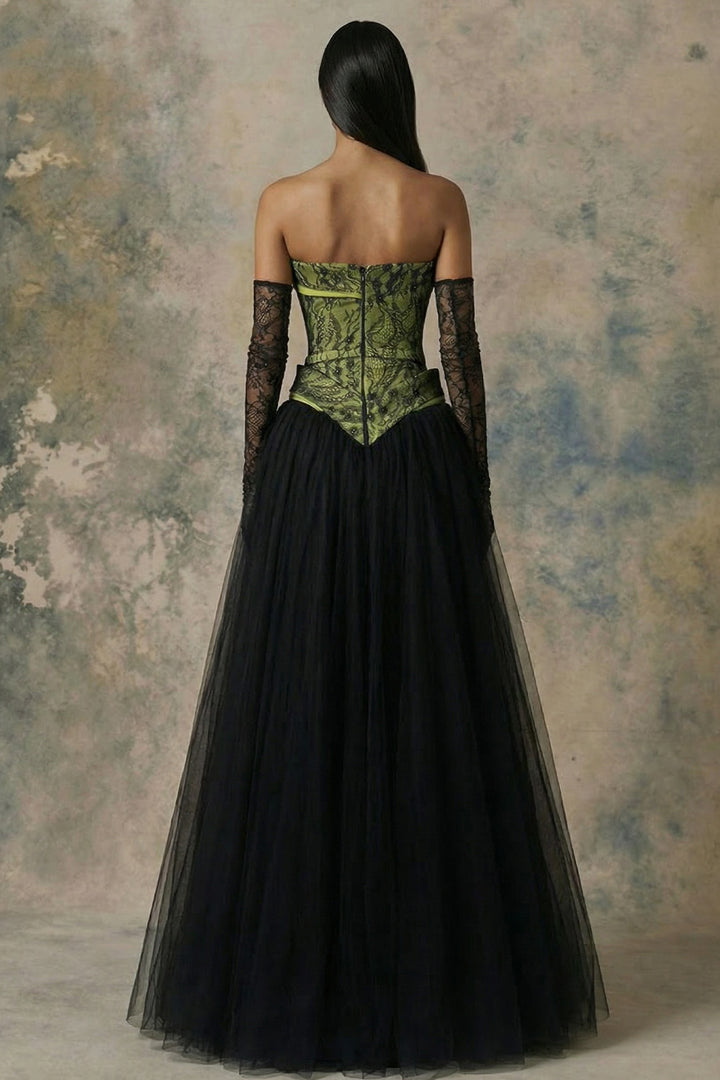 Structured Lace and Tulle A-Line Dress