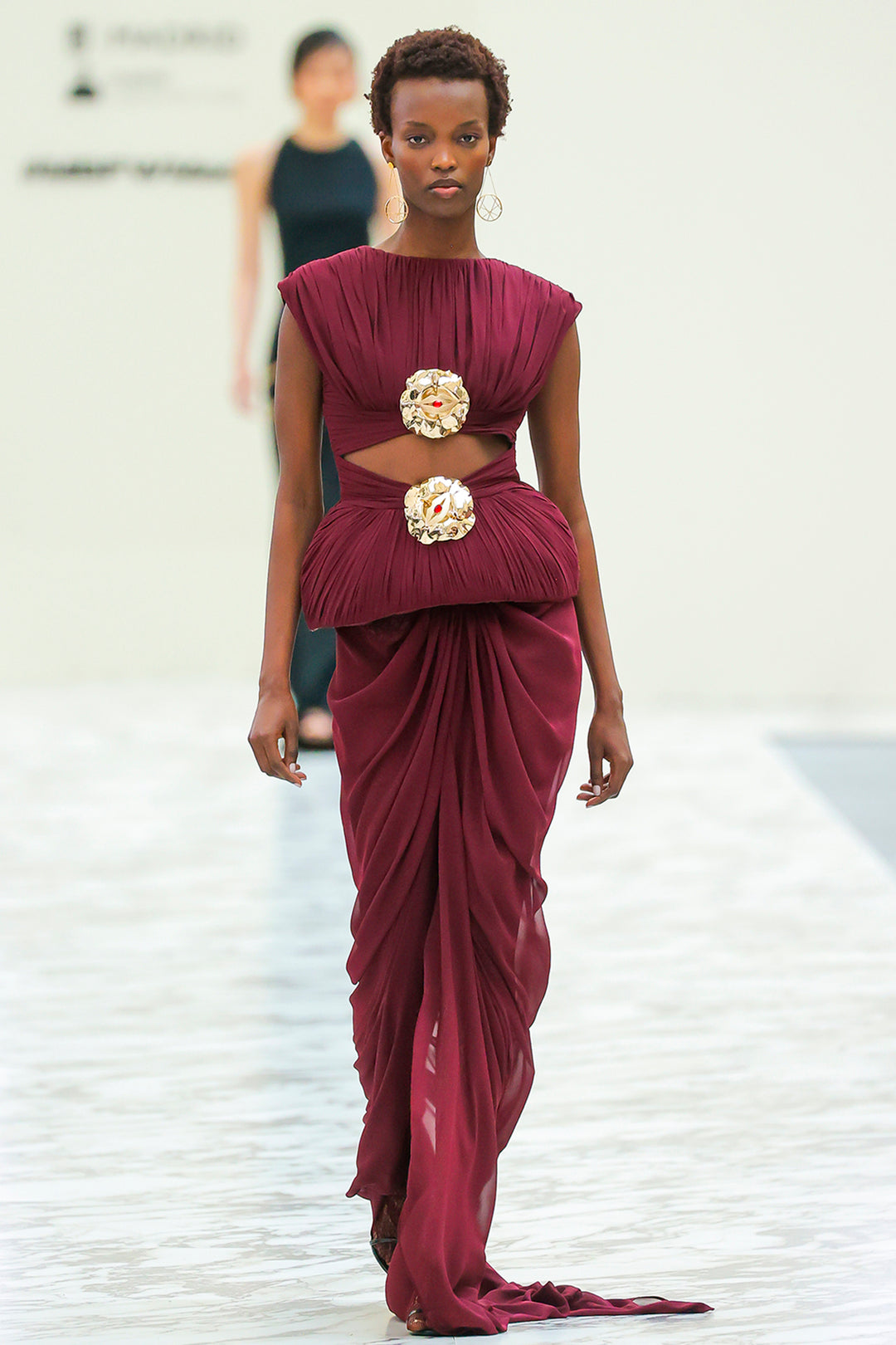 Sculpted Bodice Dress with Radiant Pleats