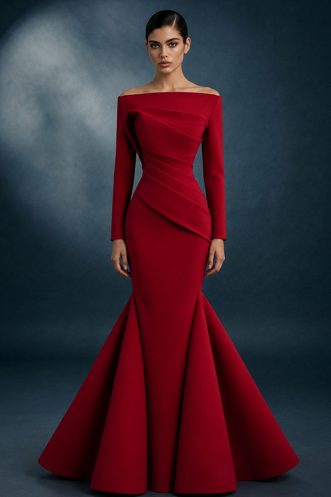 Structured Crepe Long Sleeve Dress