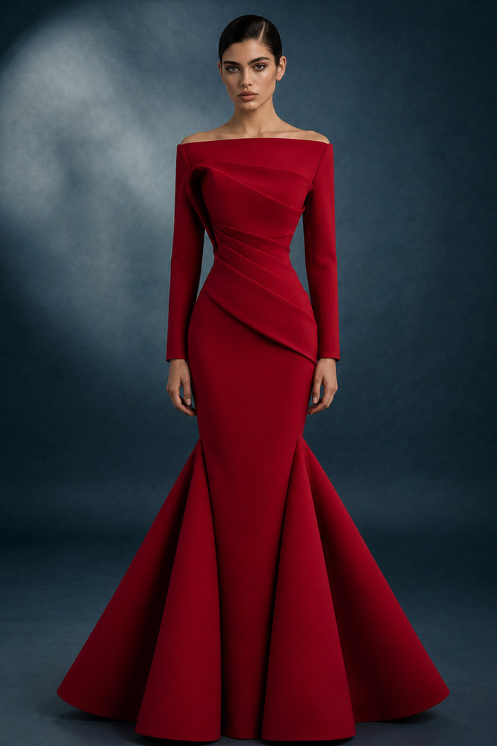 Structured Crepe Long Sleeve Dress