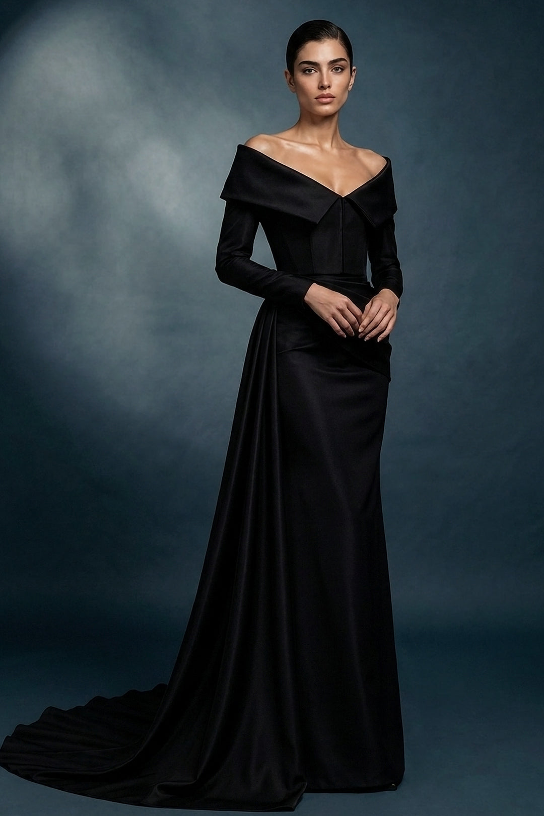 Off-Shoulder Corset Top with Long Fitted Sleeves