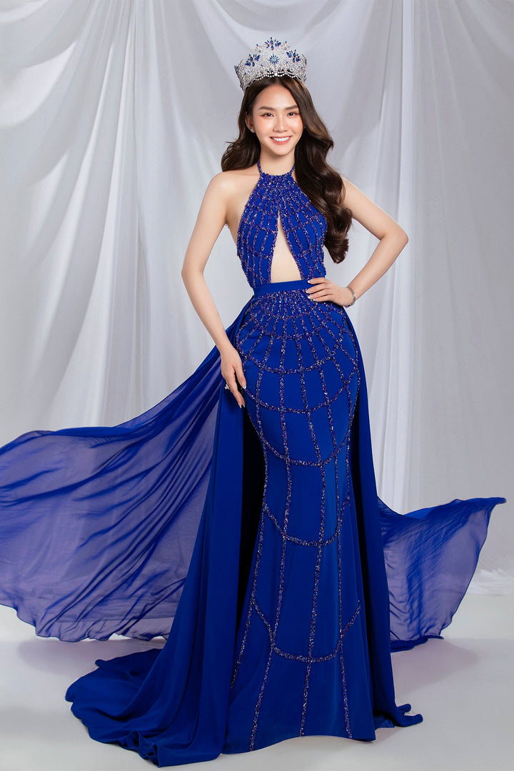 Royal Blue Halter-Neck Gown