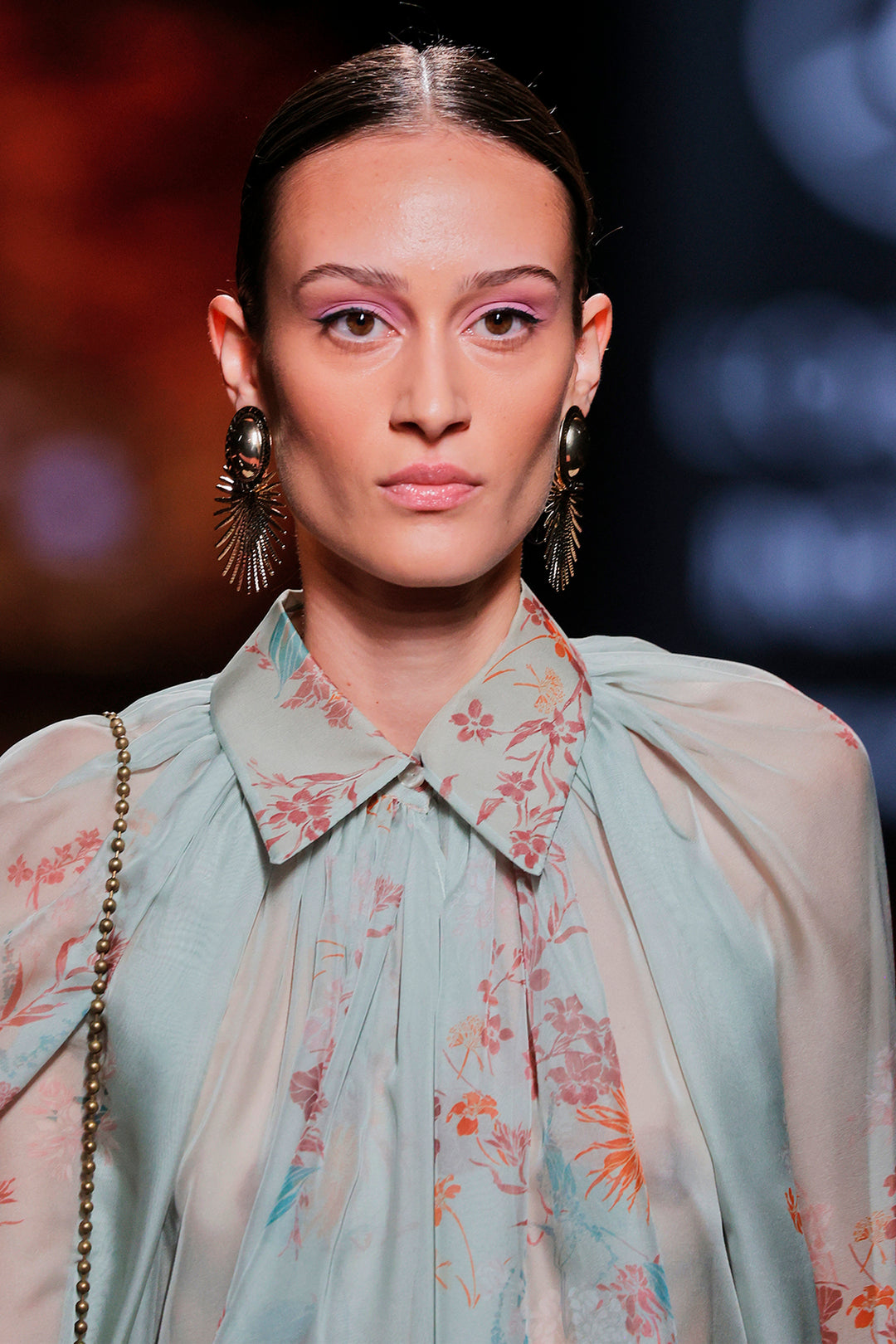 Chiffon Lantern-Sleeve Dress