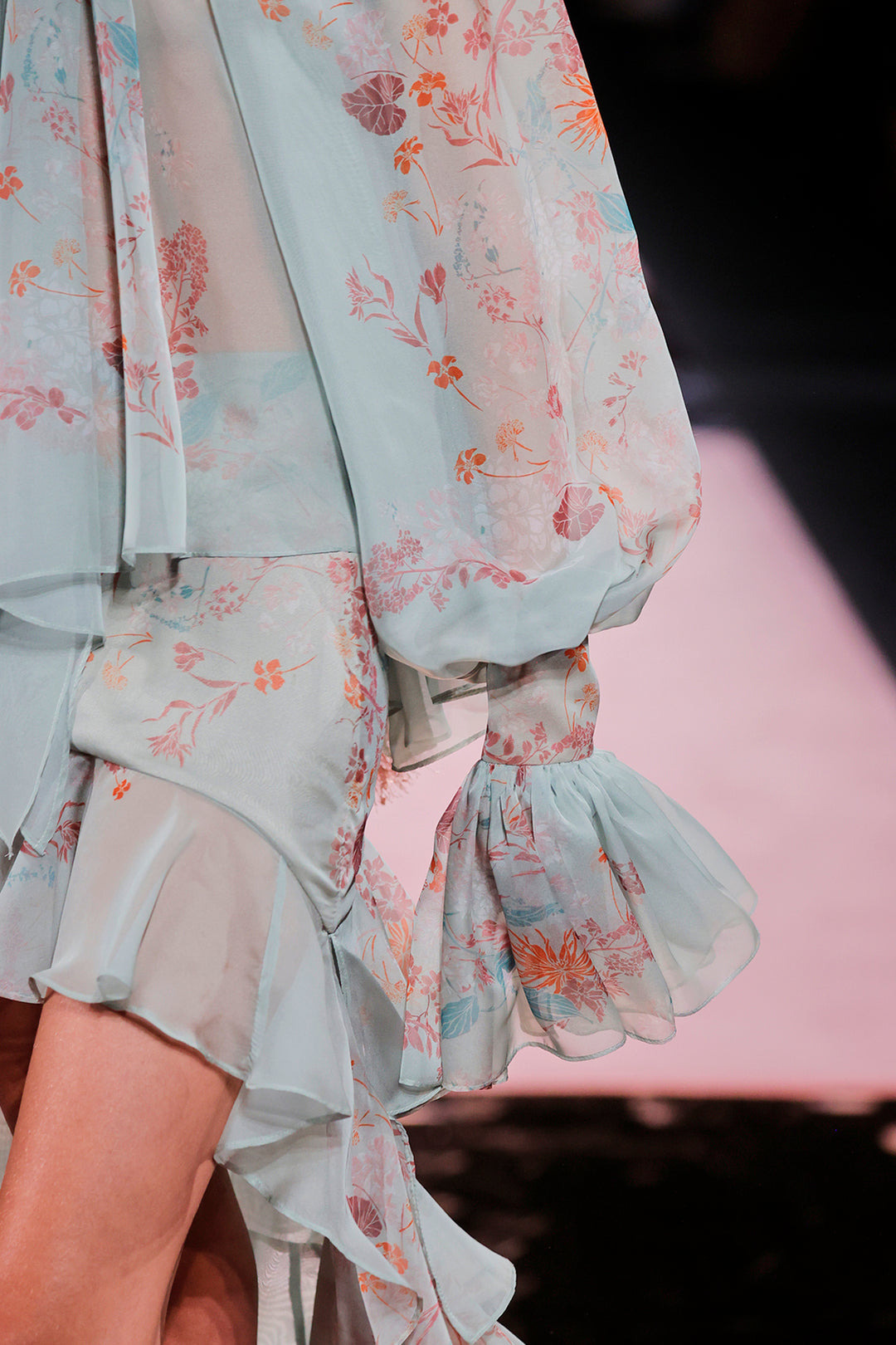 Chiffon Lantern-Sleeve Dress