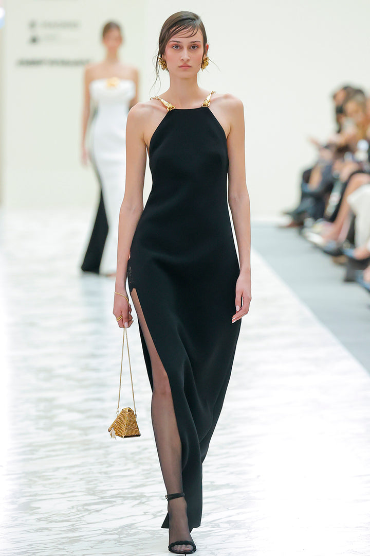 Crepe Column Dress with Asymmetric Strap