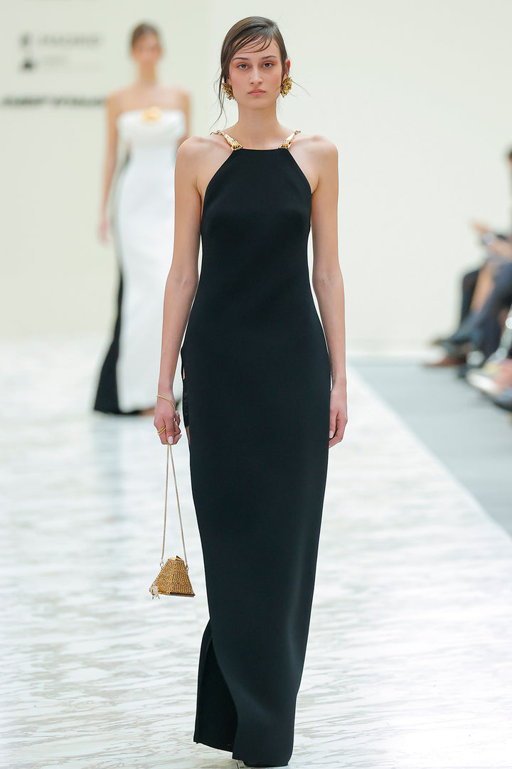 Crepe Column Dress with Asymmetric Strap