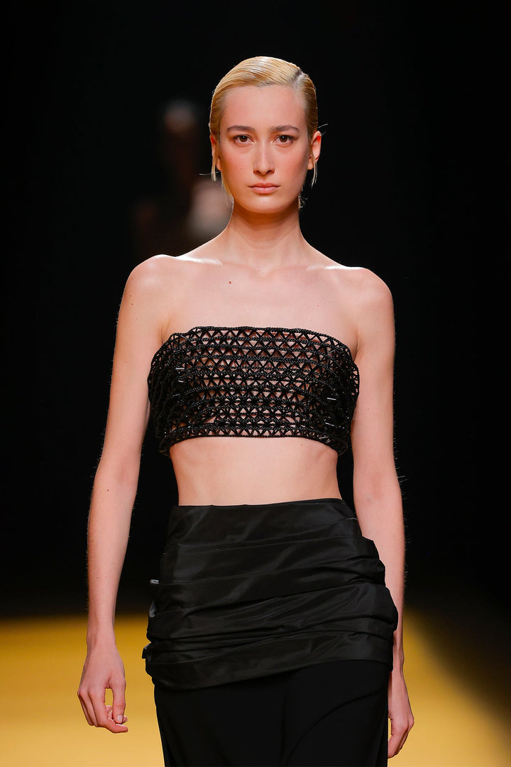 Strapless Crop Top with Draped Skirt