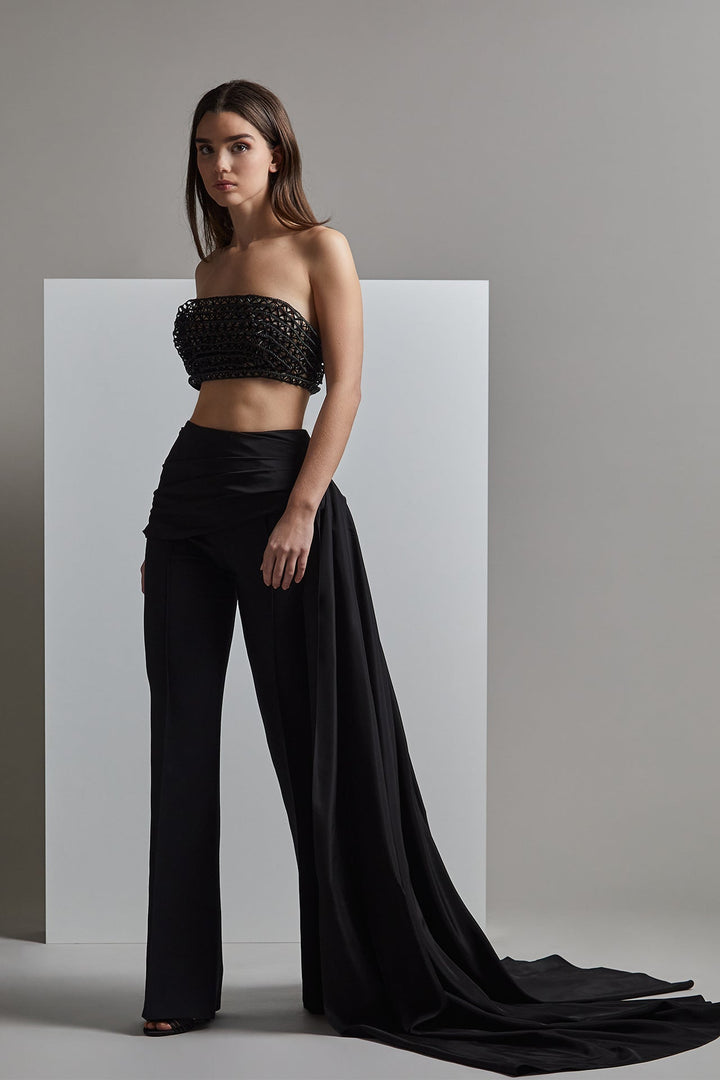 Strapless Crop Top with Draped Skirt