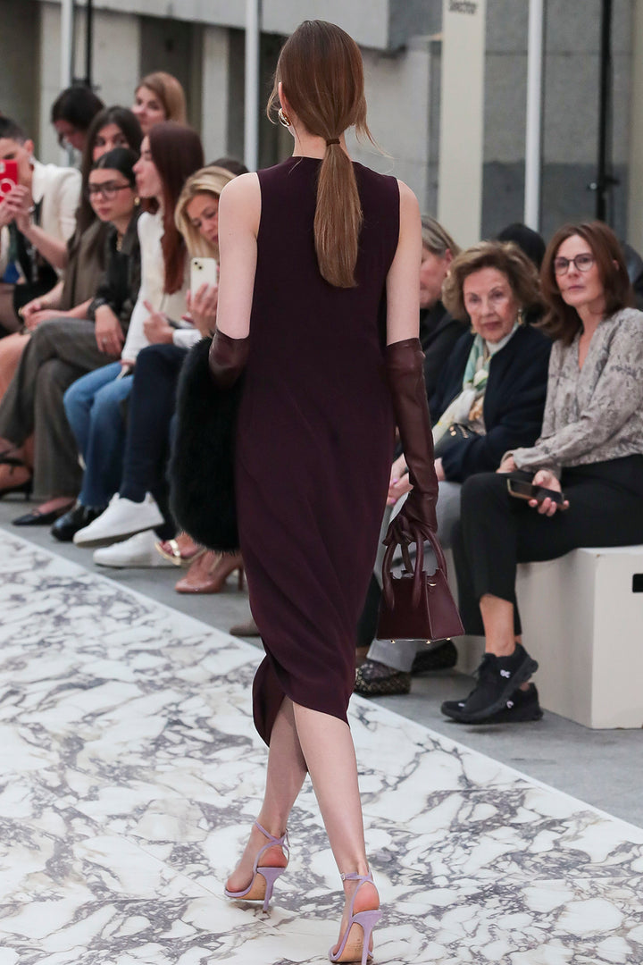 Sleeveless Draped Column Dress