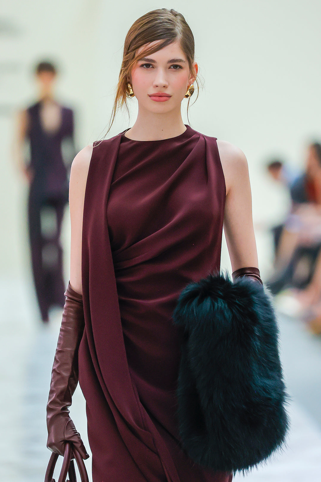 Sleeveless Draped Column Dress
