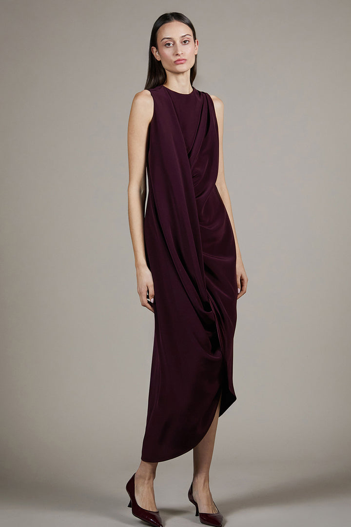 Sleeveless Draped Column Dress