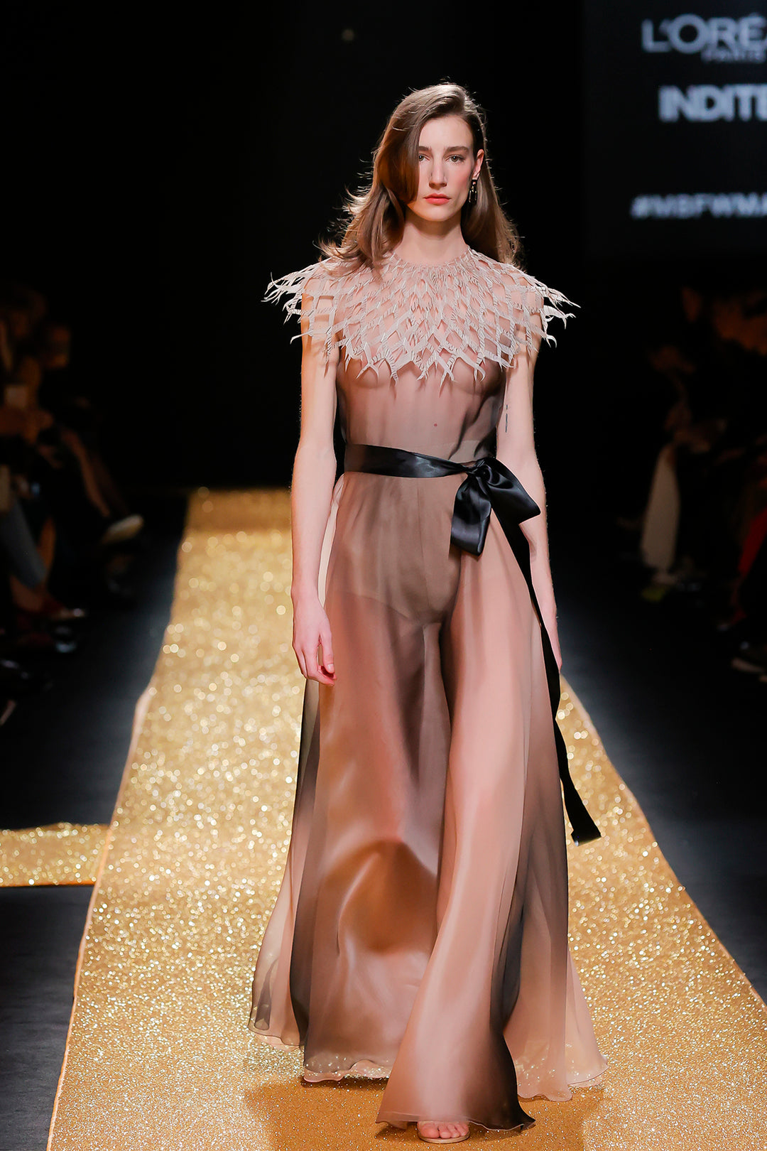 Semi Sheer Satin Dress Bronze / US 8 Semi Sheer Satin Dress Bronze / US 8
