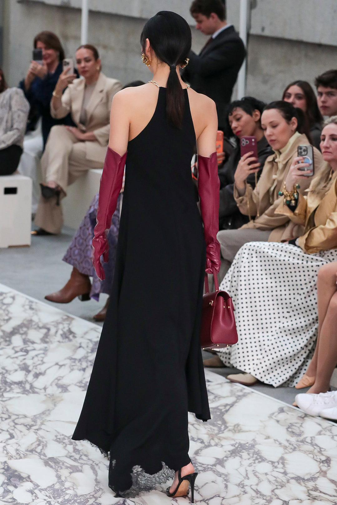 Halter Crepe High-Low Sheath Dress