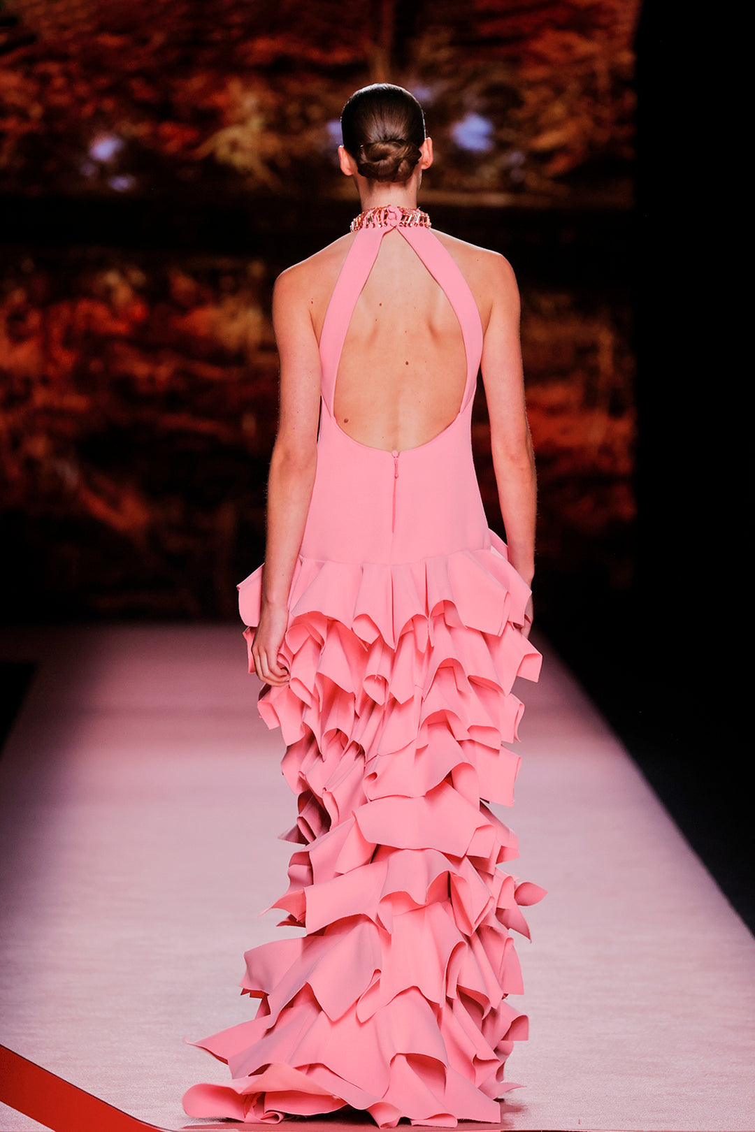 Organza Halter-Neckline Column Dress