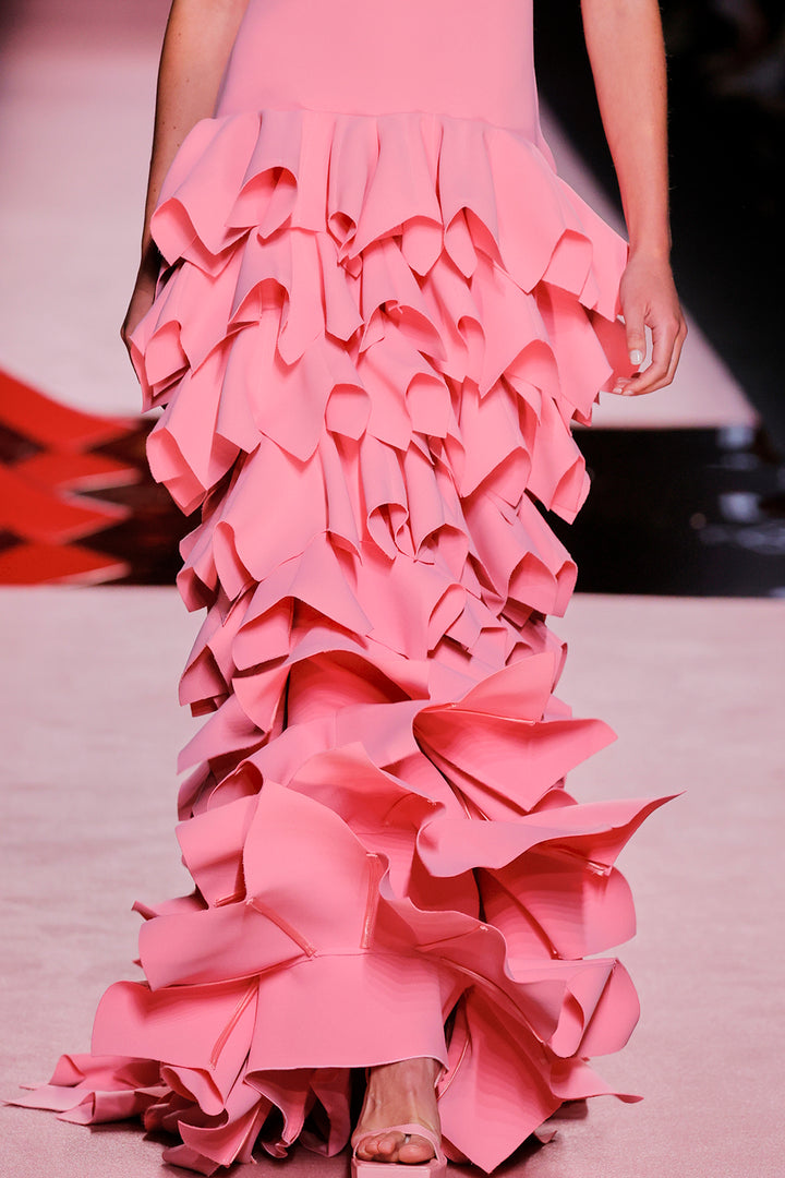 Organza Halter-Neckline Column Dress