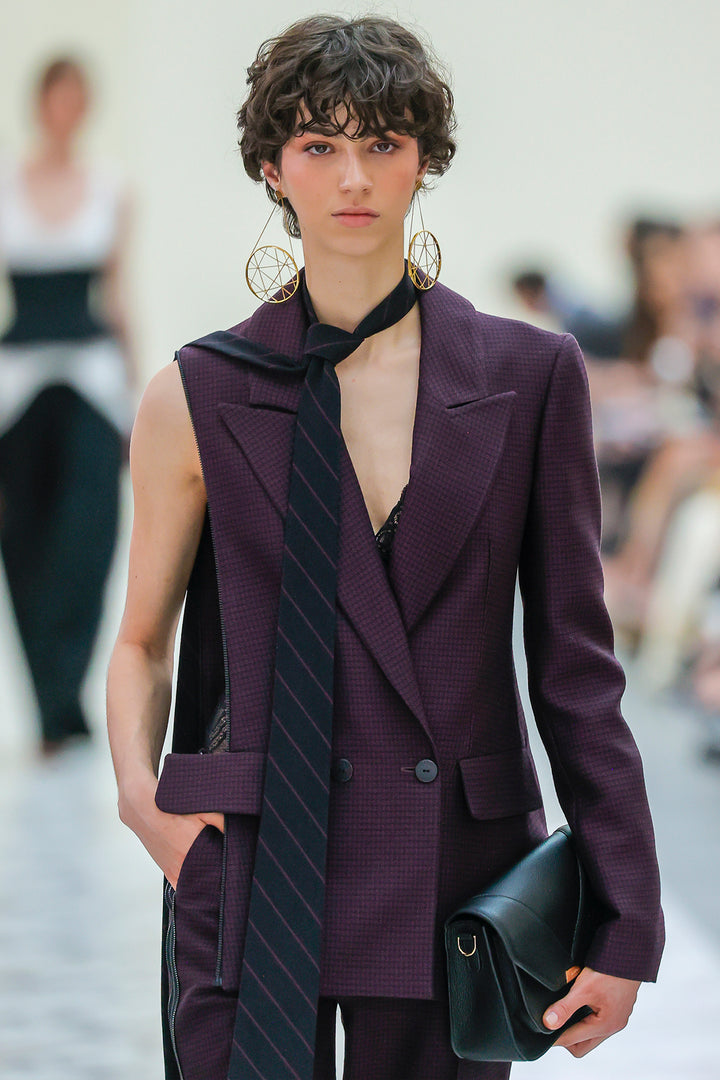 Long Jacket and Trousers Ensemble with Belt Detail