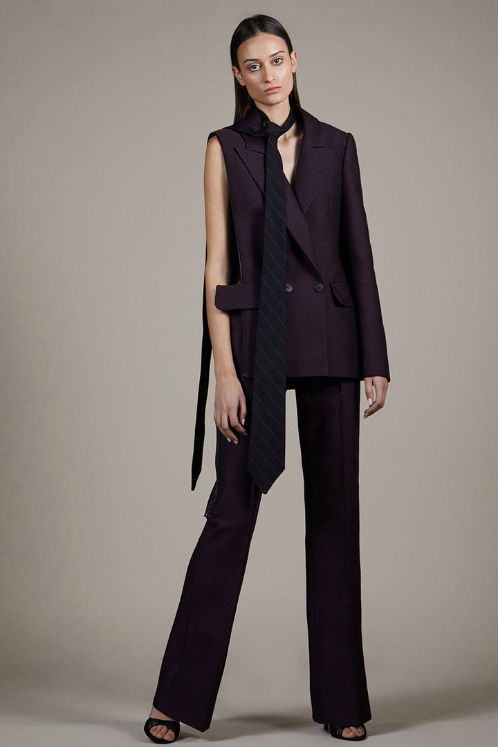 Long Jacket and Trousers Ensemble with Belt Detail