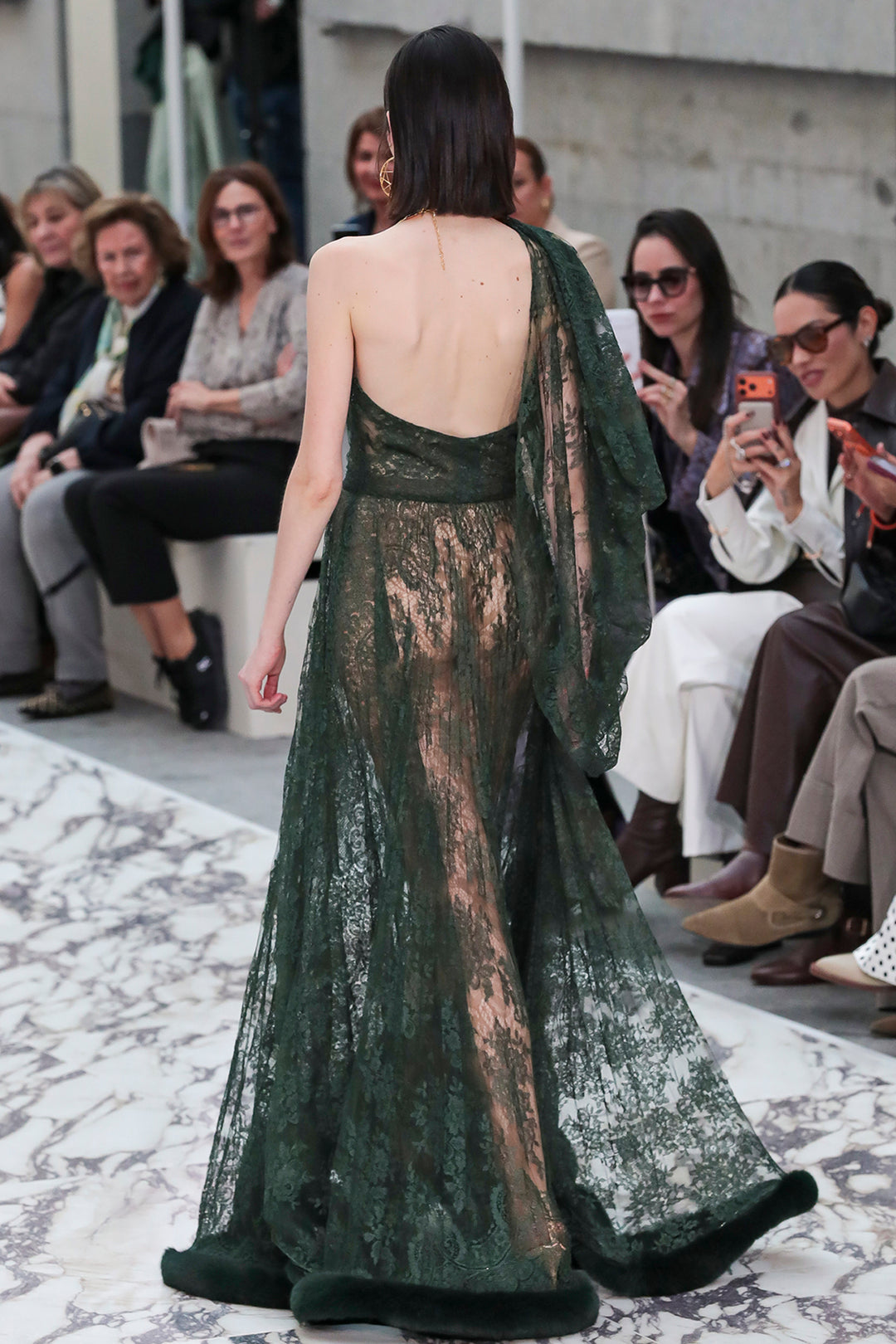 A-Line Dress with Sheer Lace Overlay