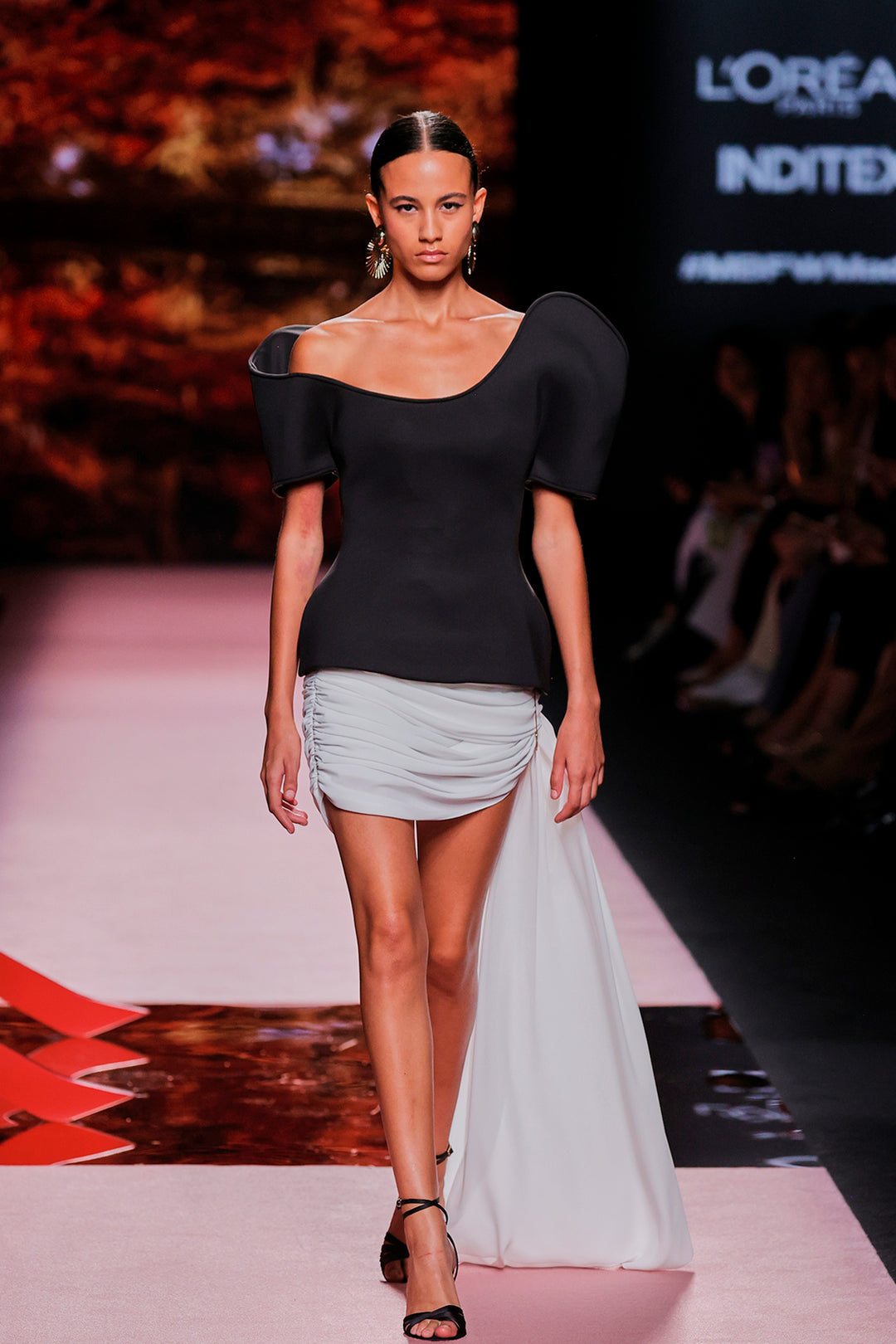 Satin Off-The-Shoulder Puff-Sleeve