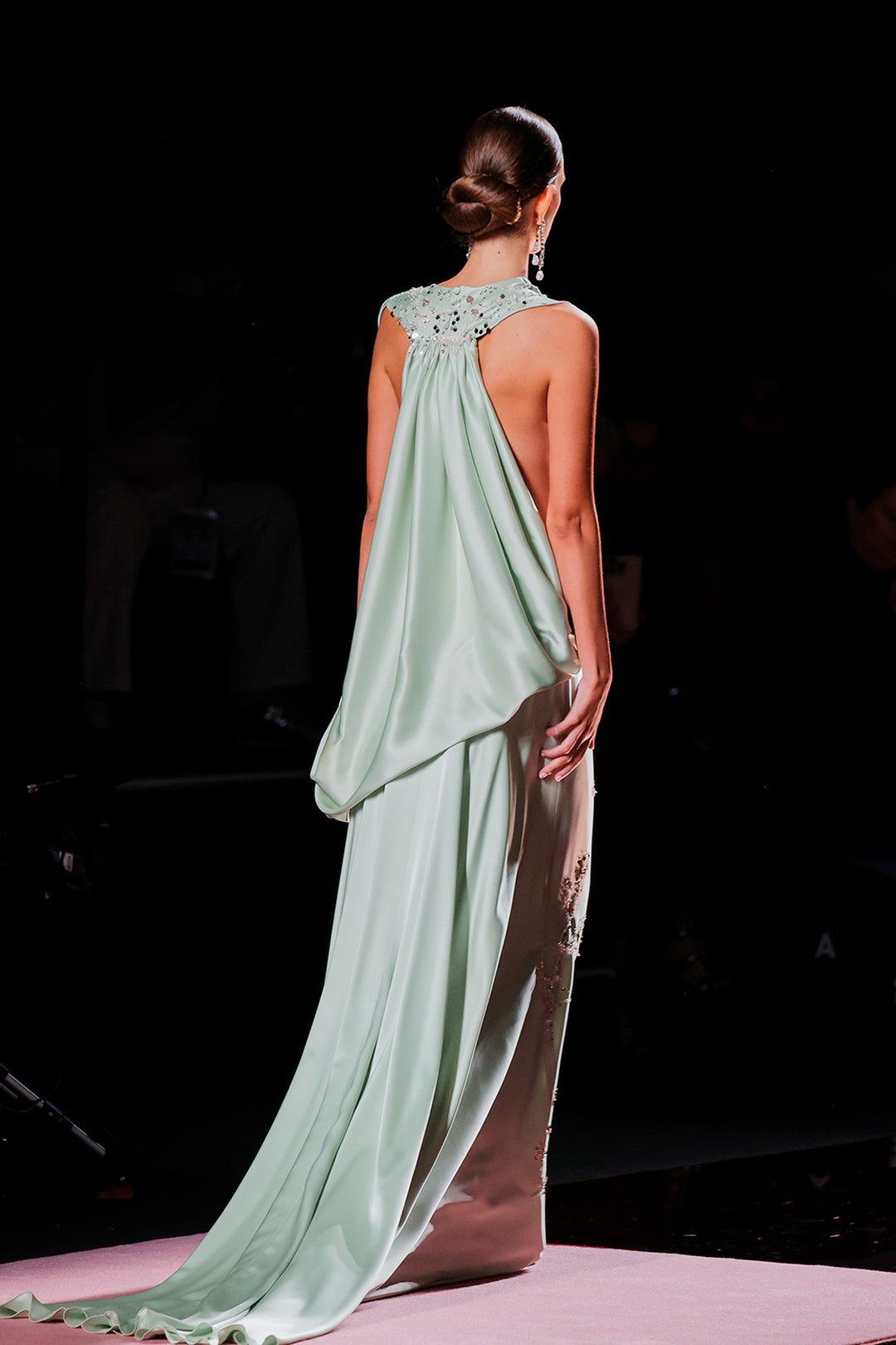 Satin Gown with Draped Waist Cutout Mint / US 8 Satin Gown with Draped Waist Cutout Mint / US 8