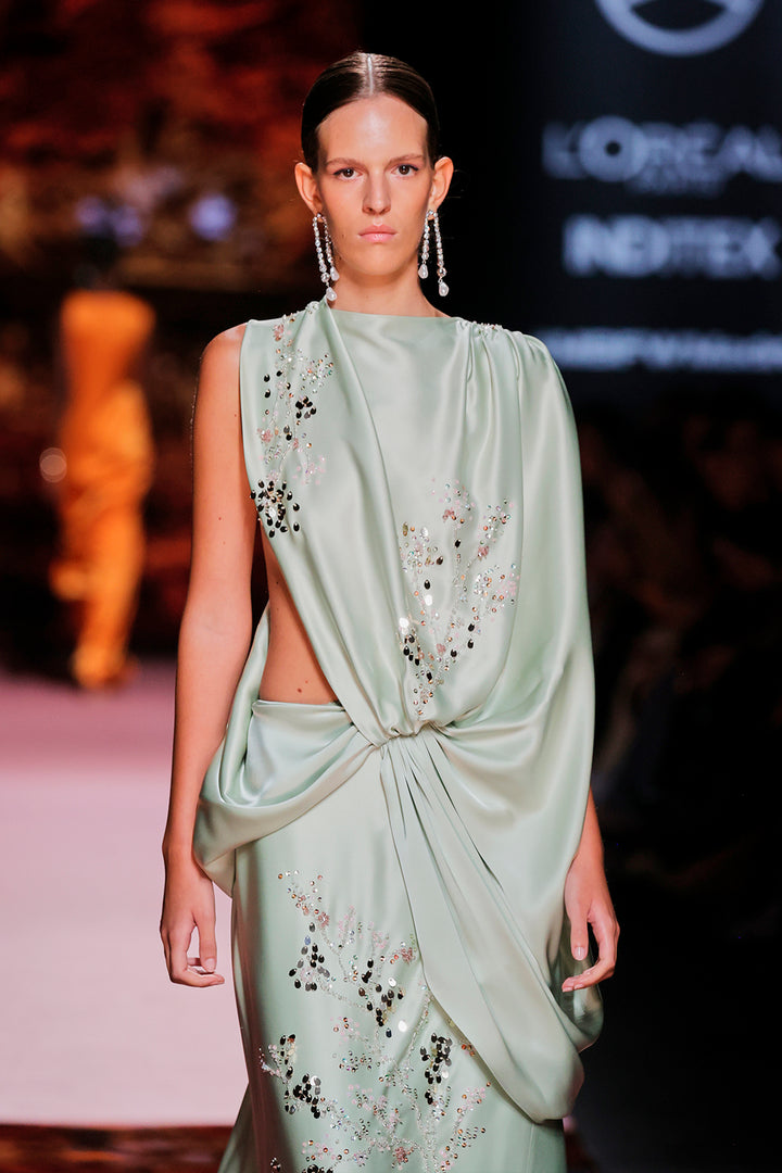 One-Sleeve Loose Column Dress