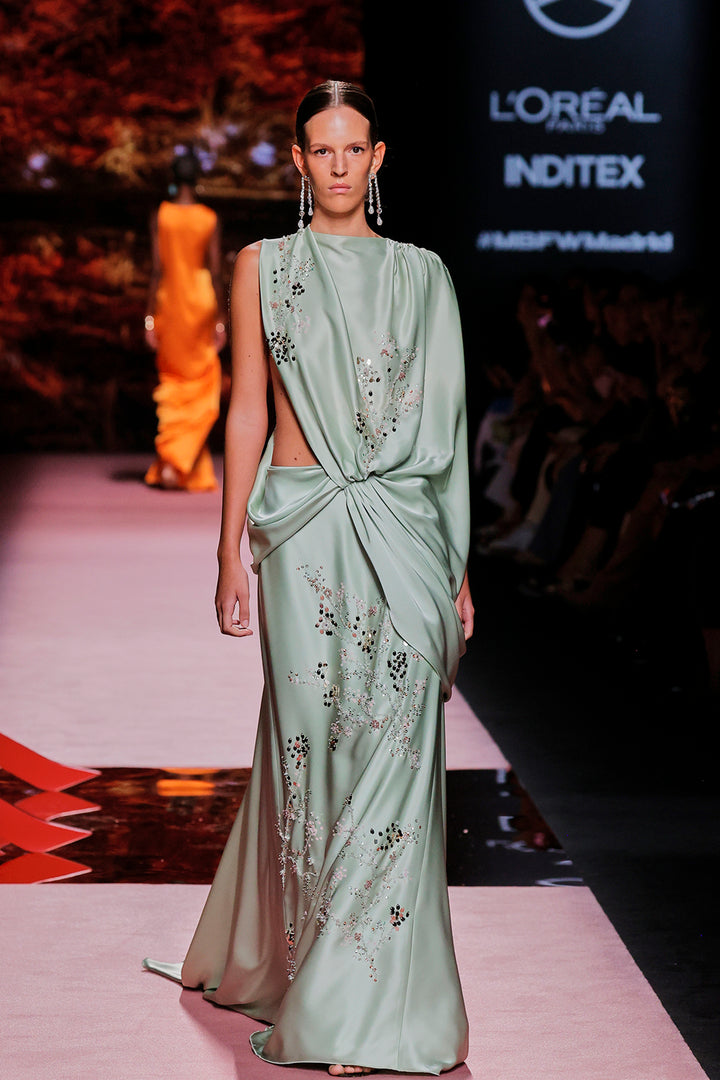 One-Sleeve Loose Column Dress