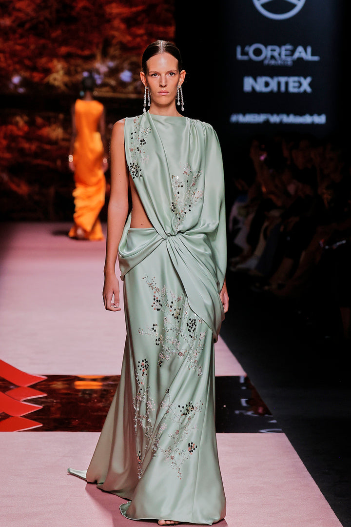 One-Sleeve Loose Column Dress