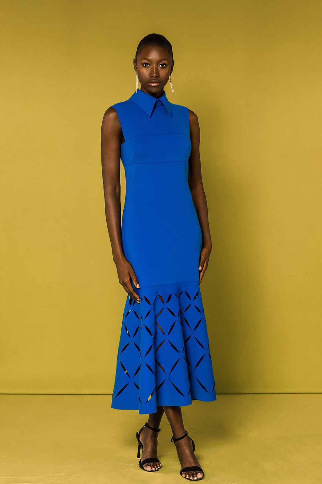 Sleeveless Mermaid Midi Dress Blue / US 20