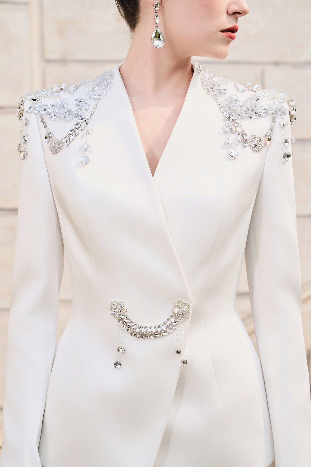 Stylized Shoulder Blazer With A-Line Silhouette